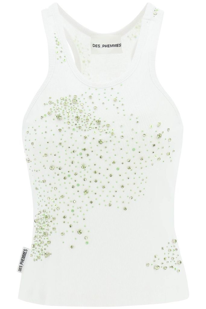 Ribbed Tank Top With Appliques