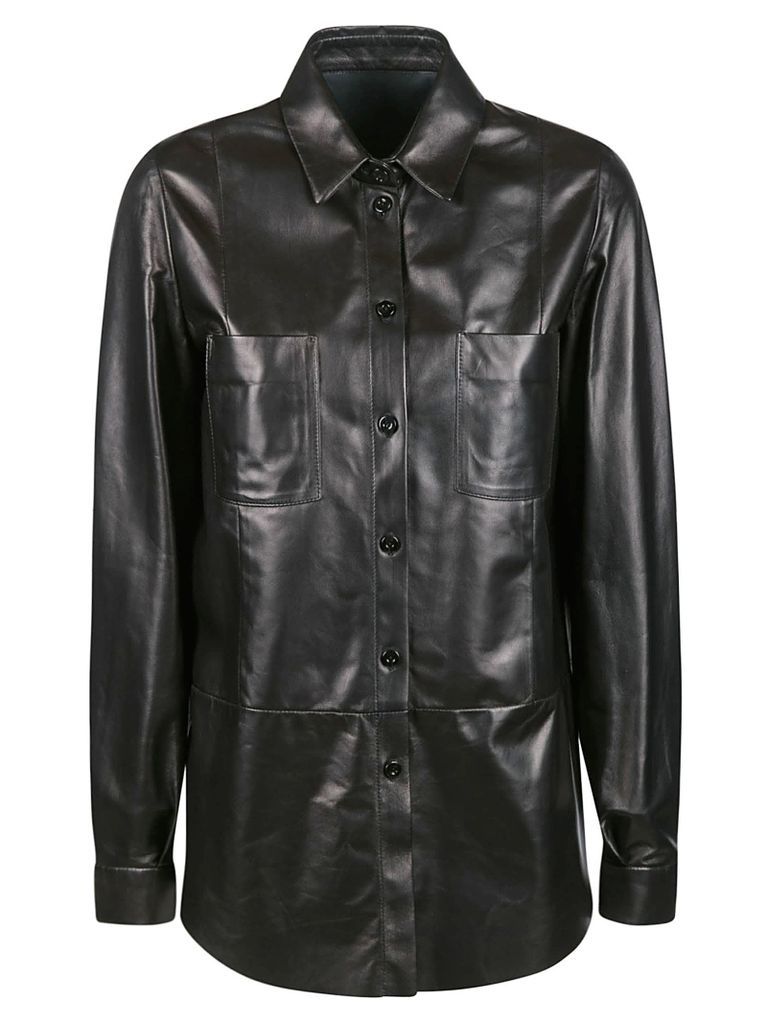 Round Hem Plain Leather Jacket