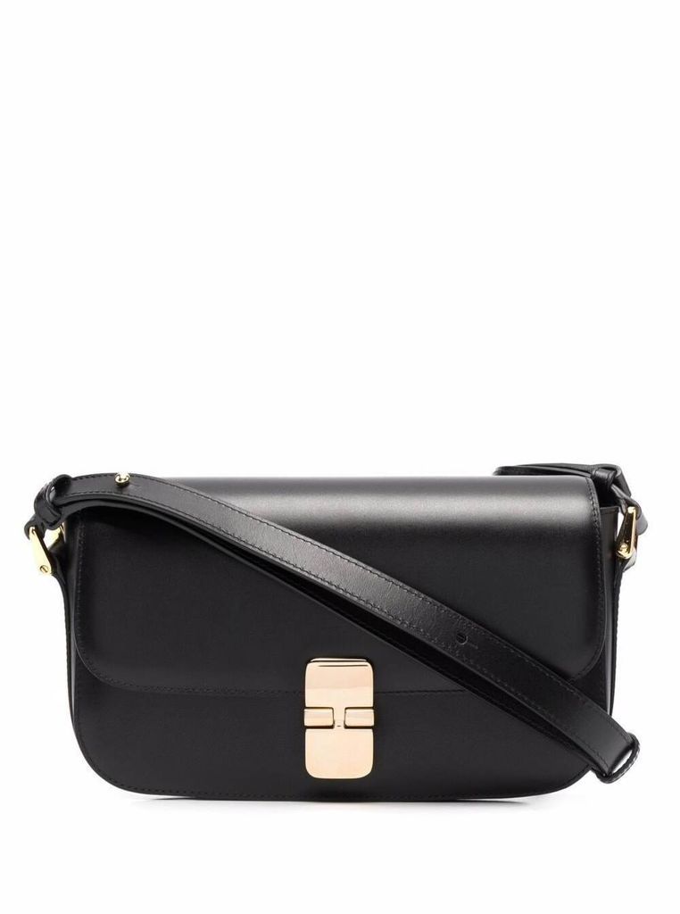 Sac Grace Baguette Black Shoulder Bag With Buckle Fastening In Leather Woman