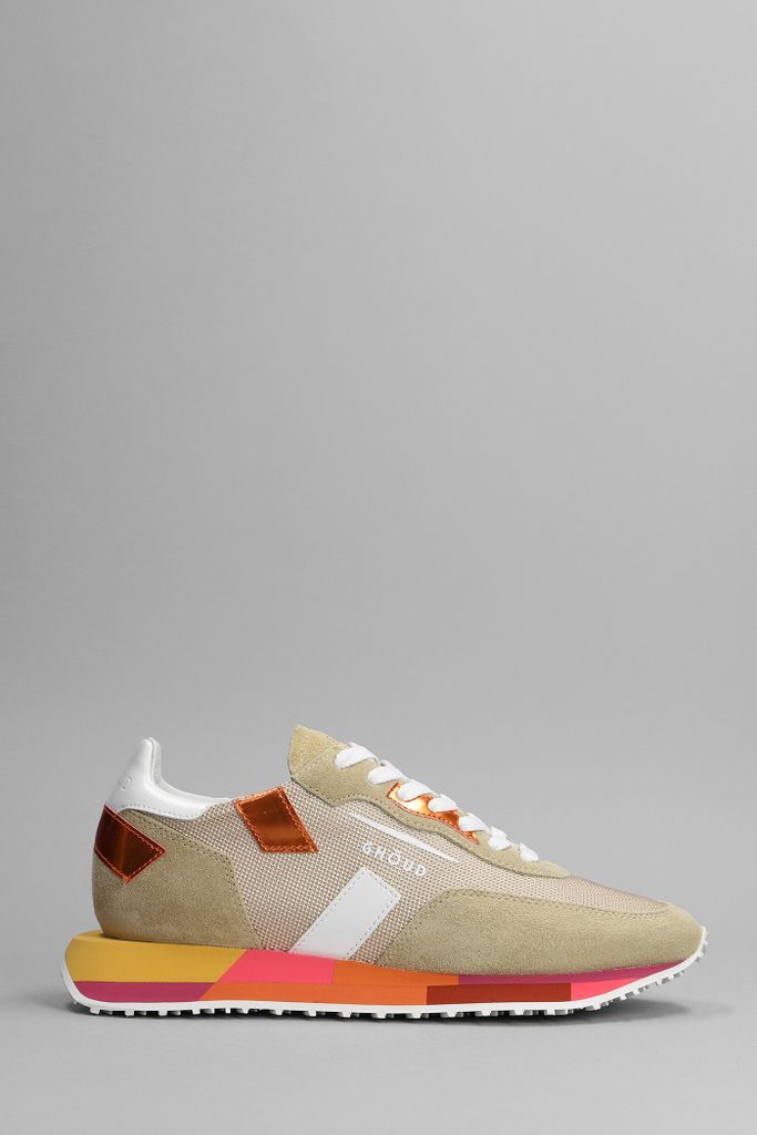 Rush Multi Sneakers In Beige Suede And Fabric