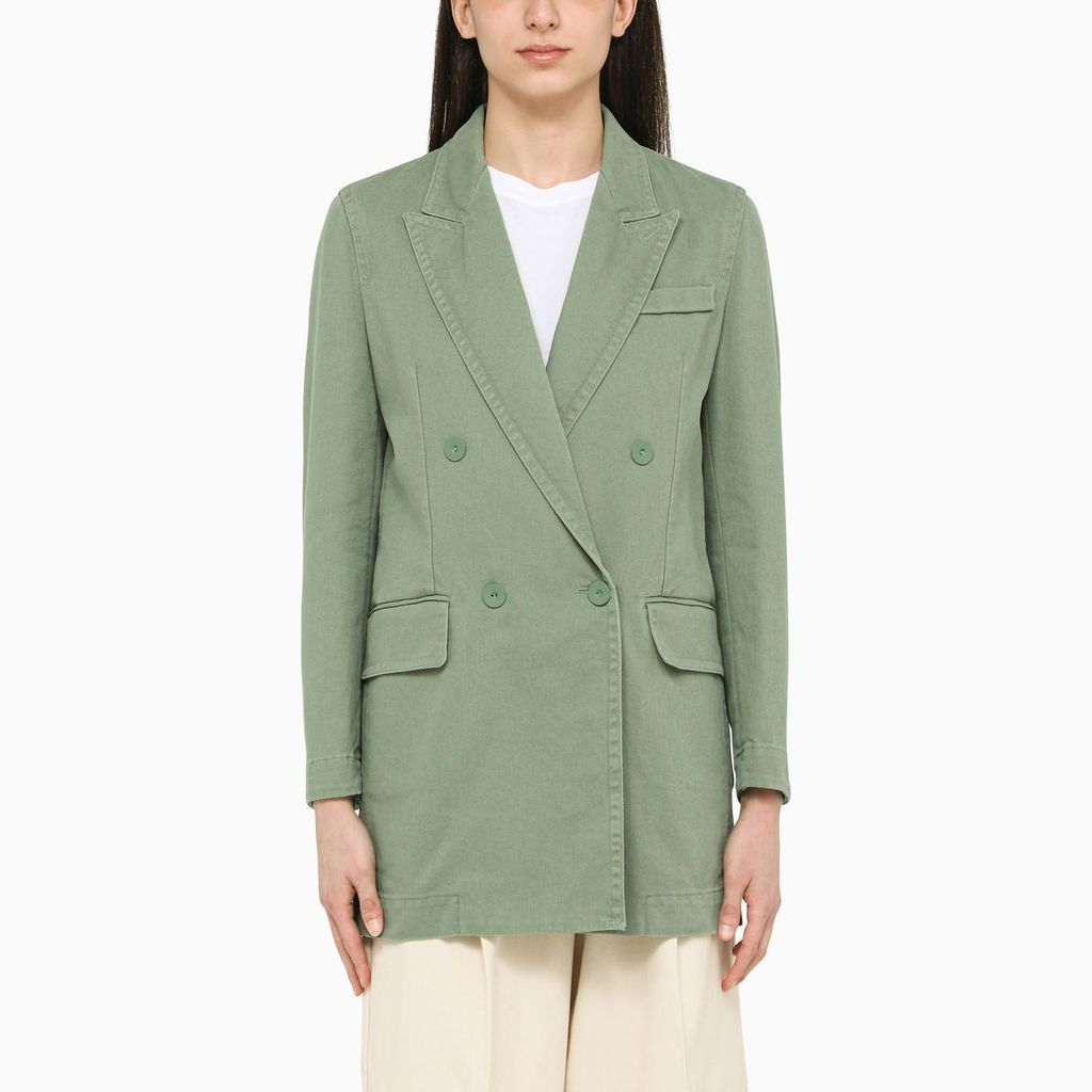 Sage Cotton Double-Breasted Jacket