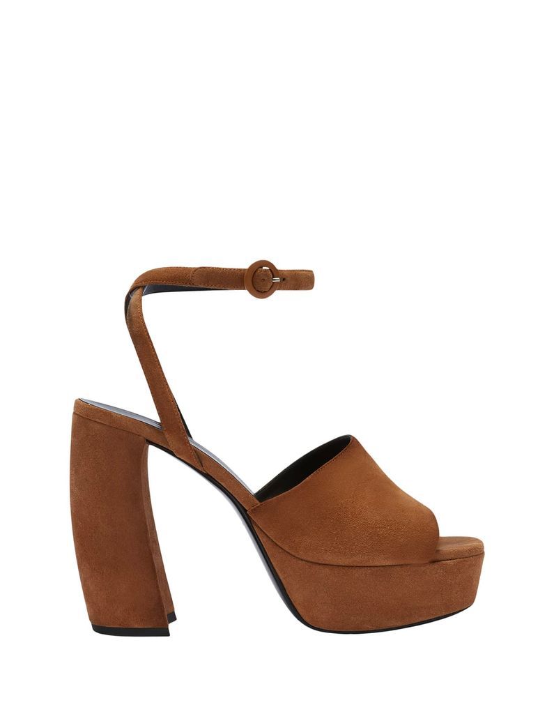 Sandal In Brown Leather With Platform