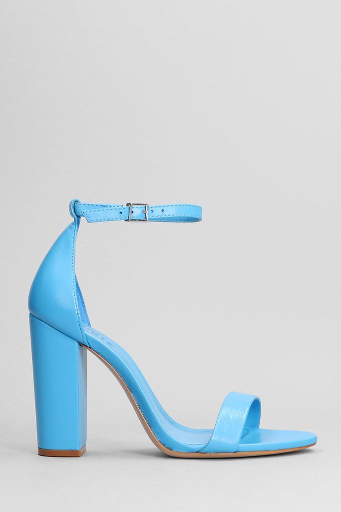 Sandals In Cyan Leather