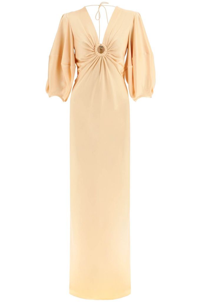 Satin Maxi Dress With Cut-Out Ring Detail