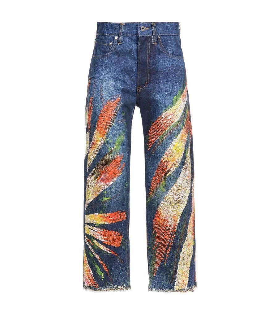 Sequin-Embellished High-Waist Jeans