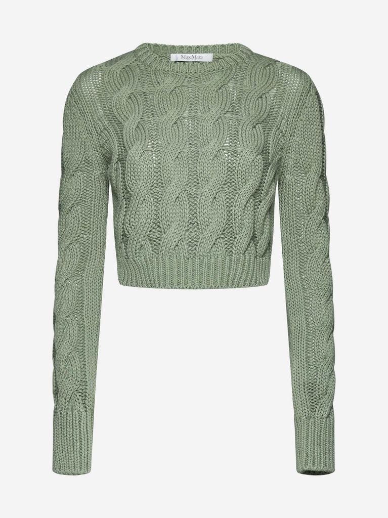Sfinge Cable-Knit Cotton Cropped Sweater