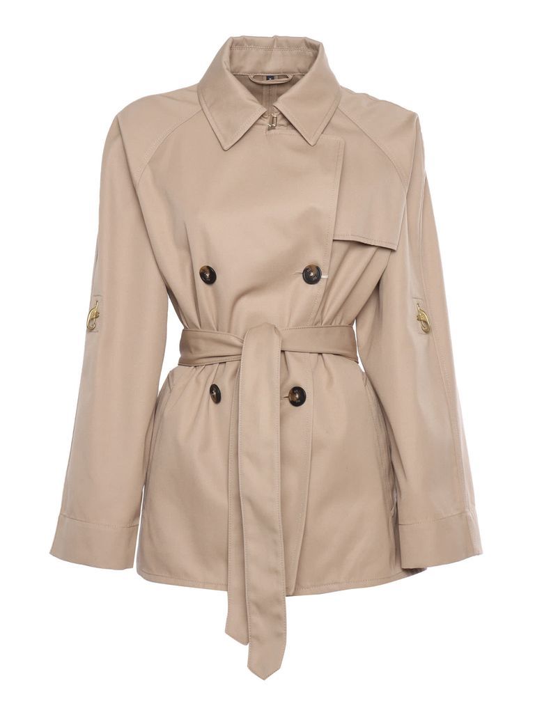 Short Double-Breasted Trench Coat