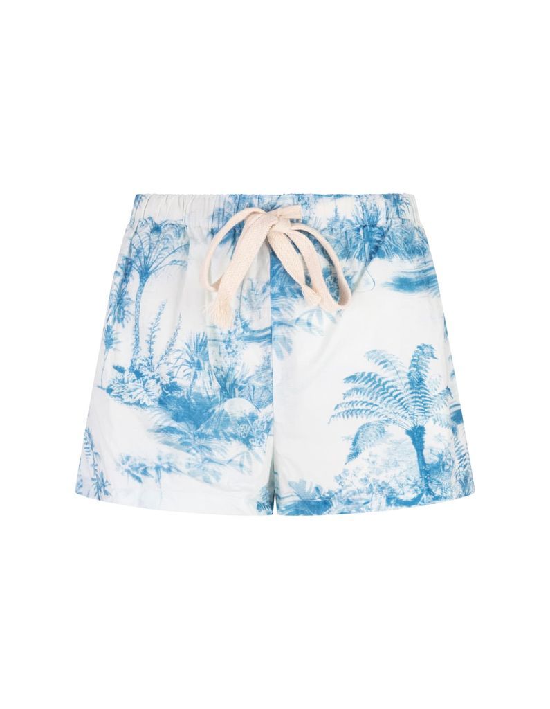 Shorts With Tropical Toile De Jouy Print