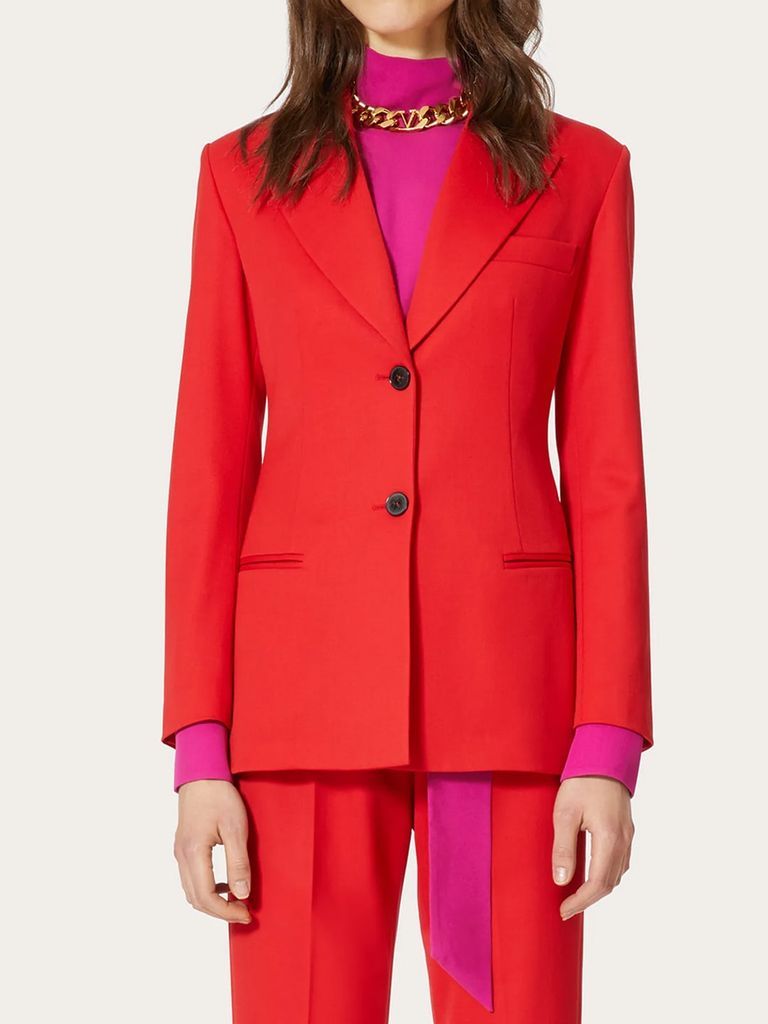 Single-Breasted Red Blazer