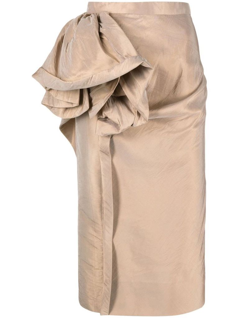Silk Poly Moiré Ruffle Skirt