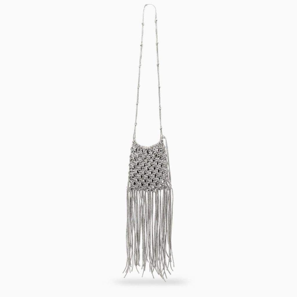 Silver Bag With Fringes And Rhinestones