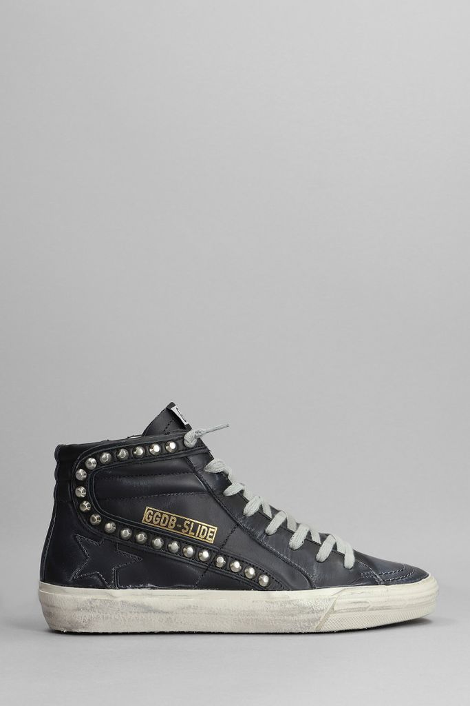 Slide Sneakers In Black Leather