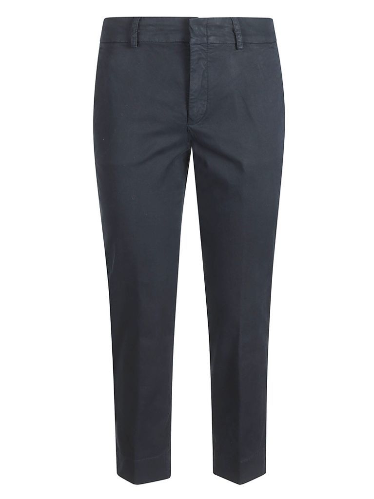 Slim Fit Plain Cropped Trousers