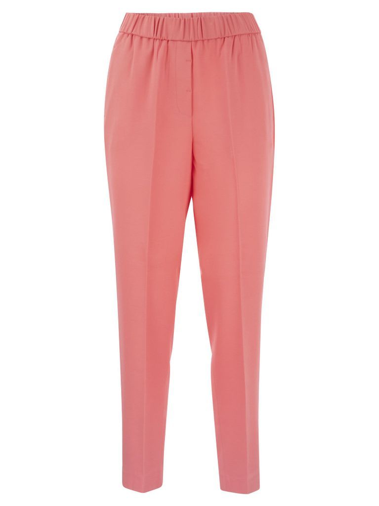 Slim Pull-Up Trousers With Light Stitch In Fluid Viscose Crepe Cady