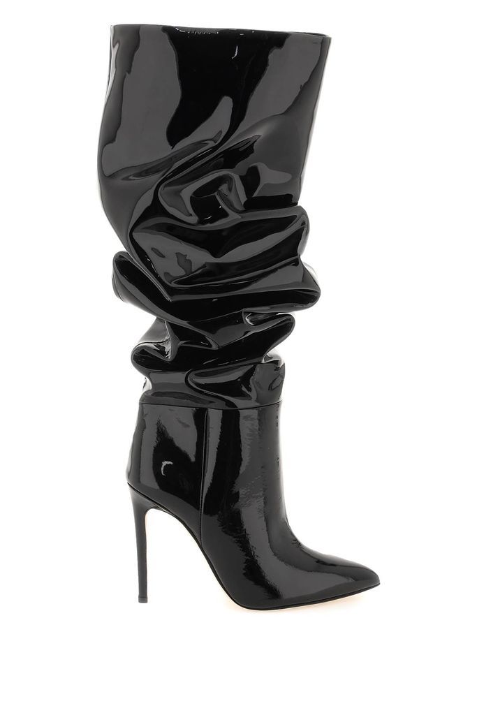 Slouchy Patent Leather Stiletto Boots
