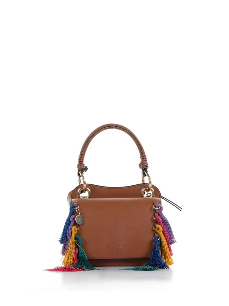 Small Shoulder Bag With Multicolored Tassels