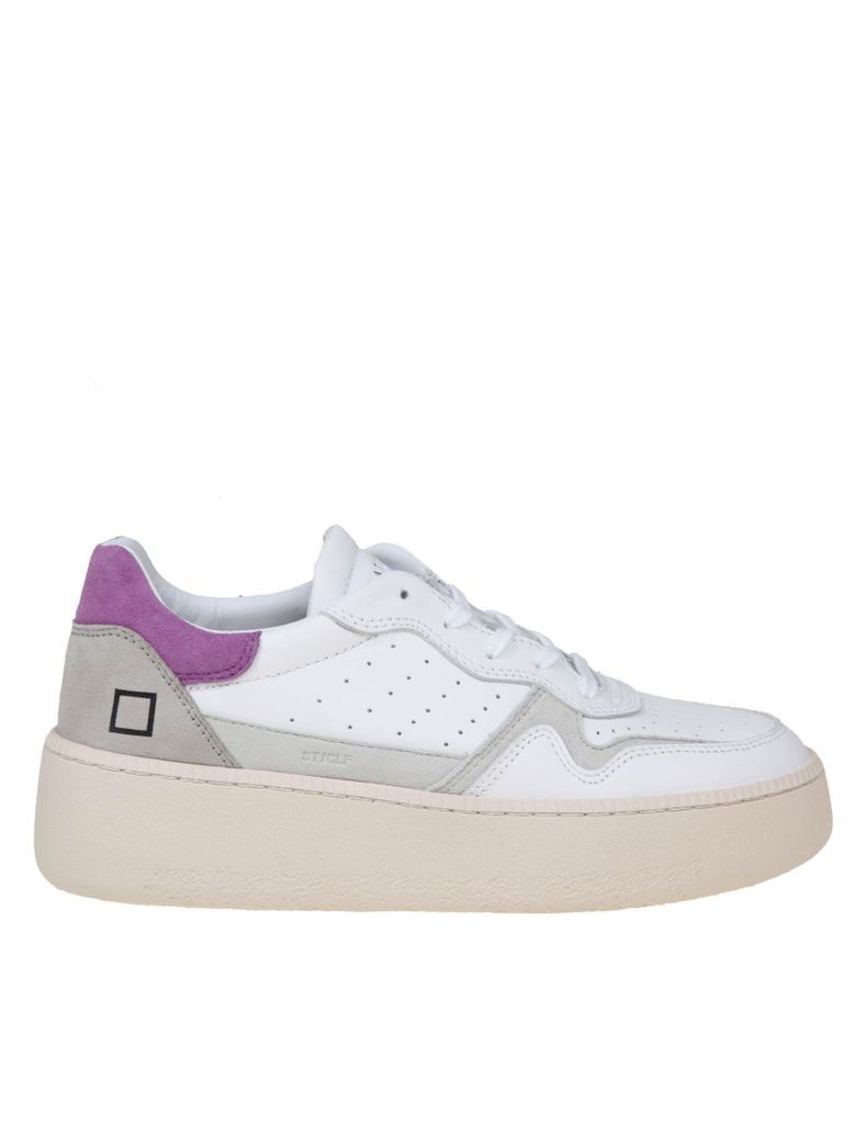 Step Calf Sneakers In Leather And Suede