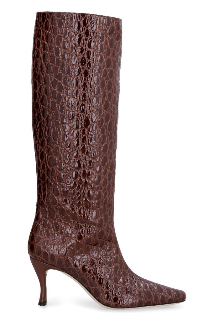 Stevie Croco-Print Leather Boots