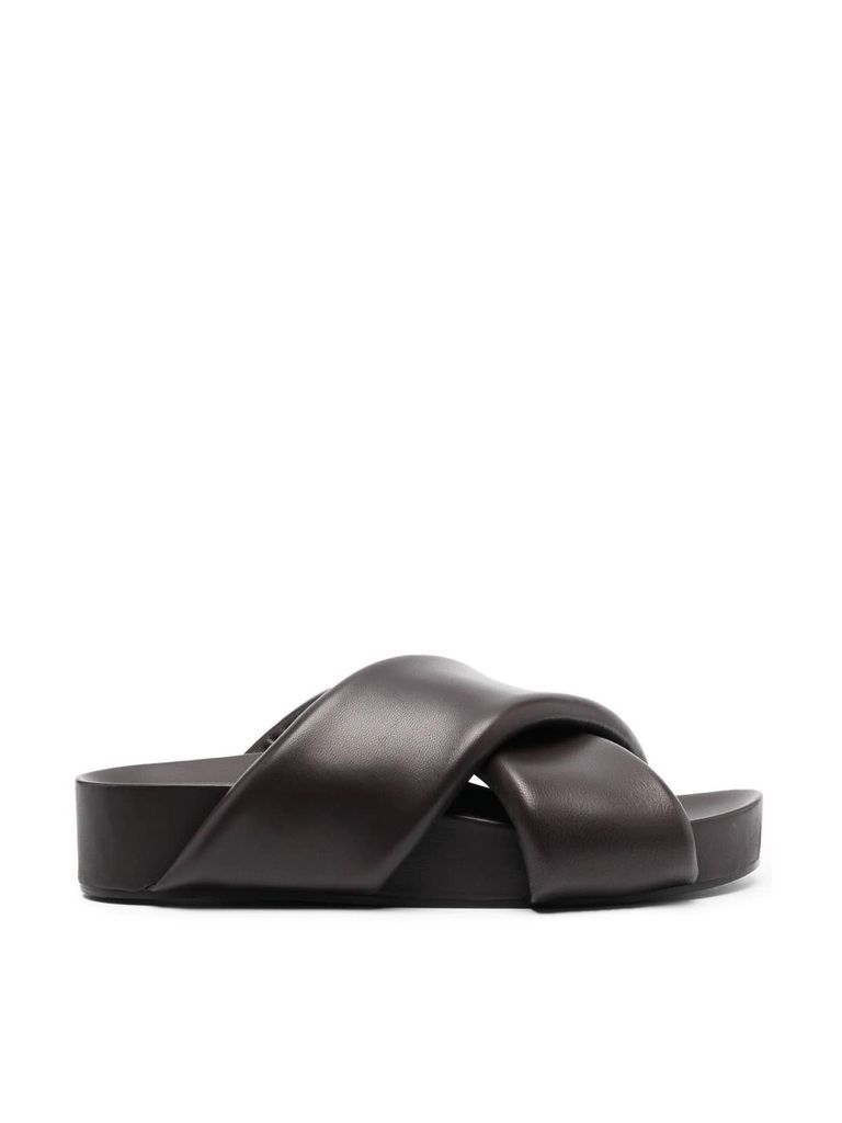 Soft Padded Nappa Sandal With Crossed Upper
