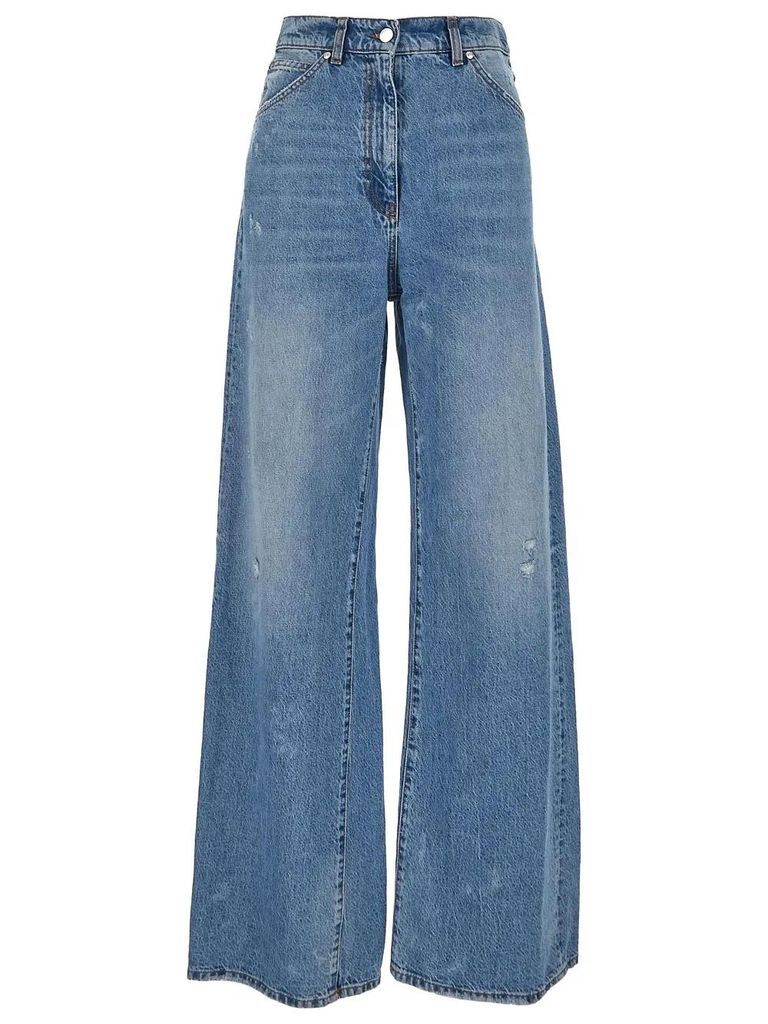 Solid Color Jeans With Flared Legs