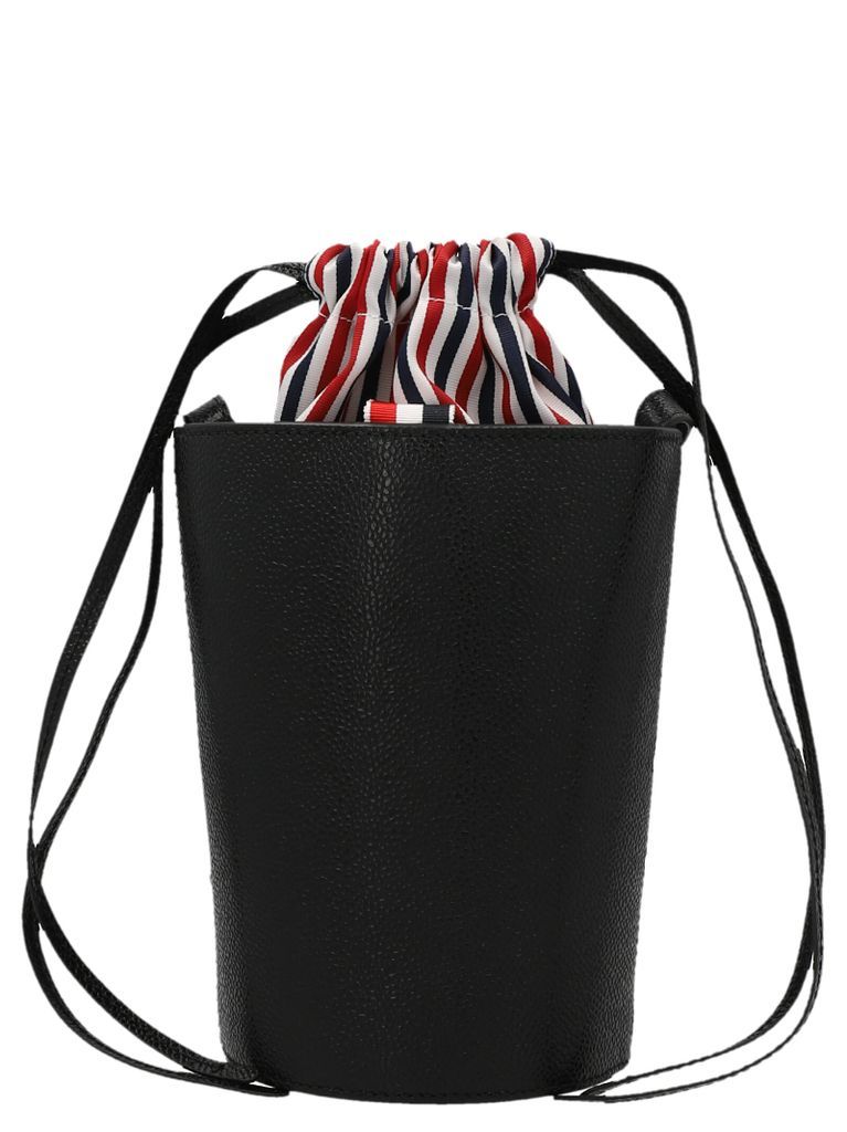 Stripe Lining Leather Bucket Bag