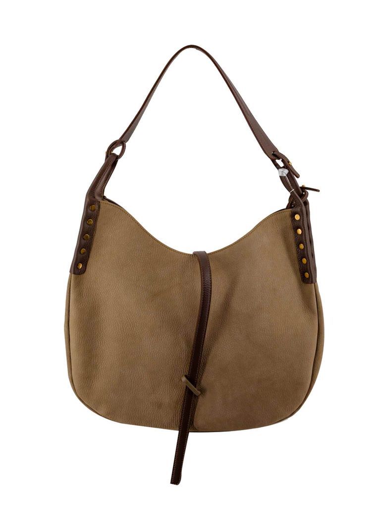 Stud-Detail Leather Shoulder Bag