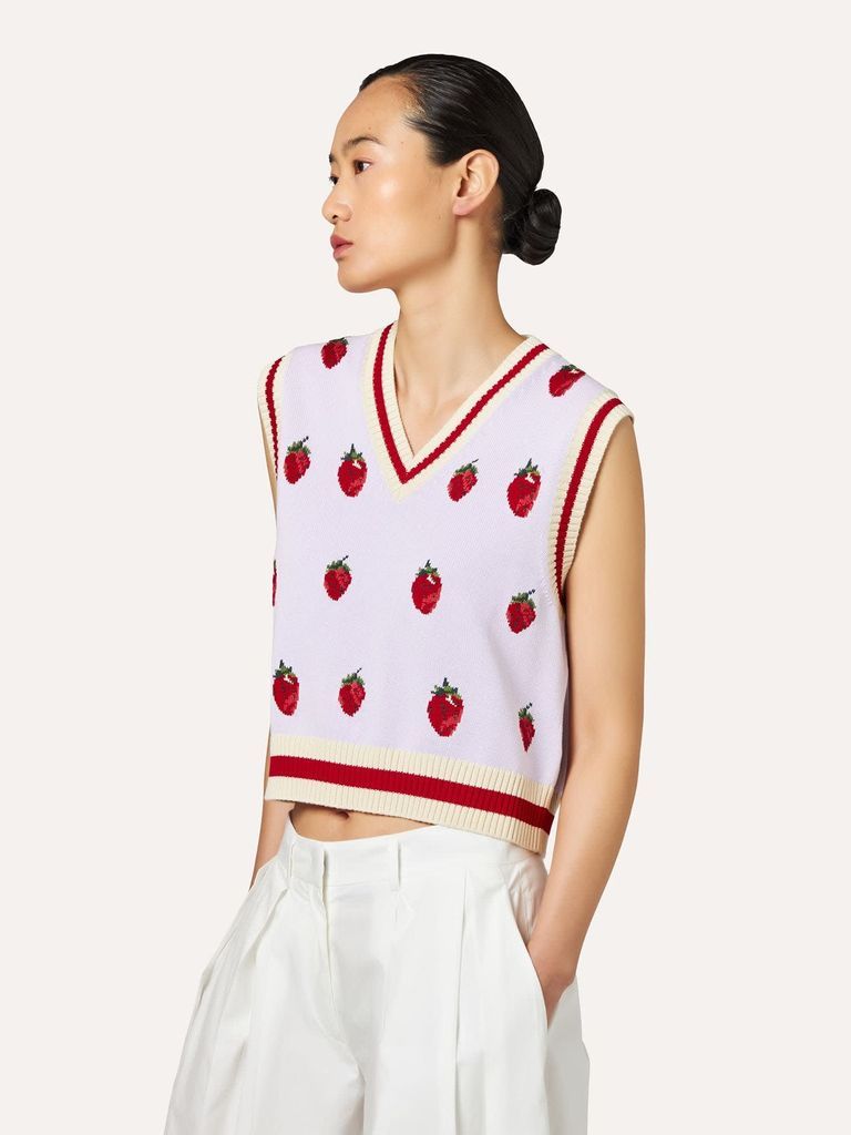 Strawberry Intarsia Vest
