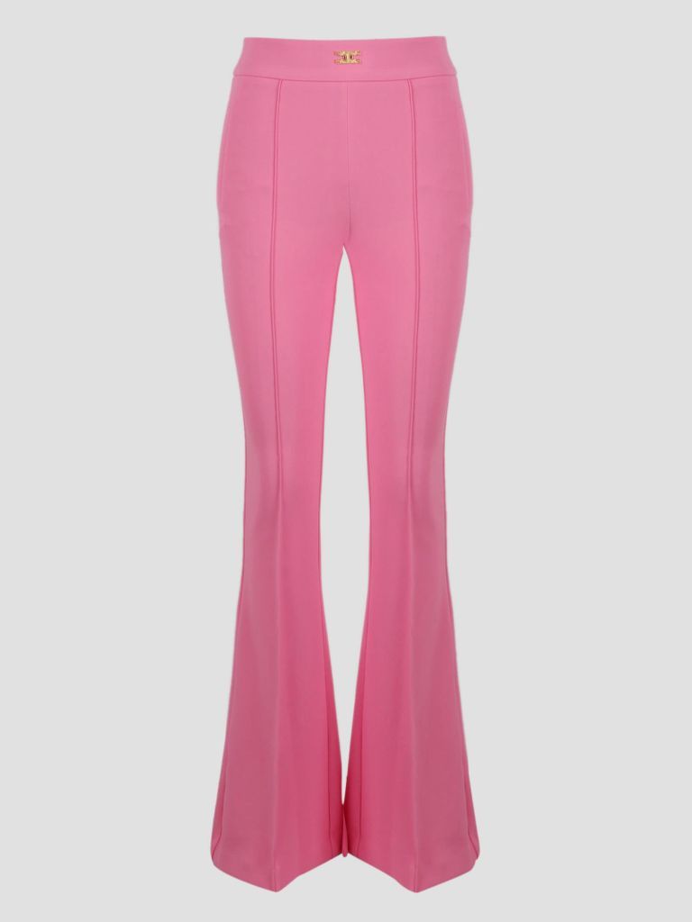 Stretch Crepe Flared Trousers