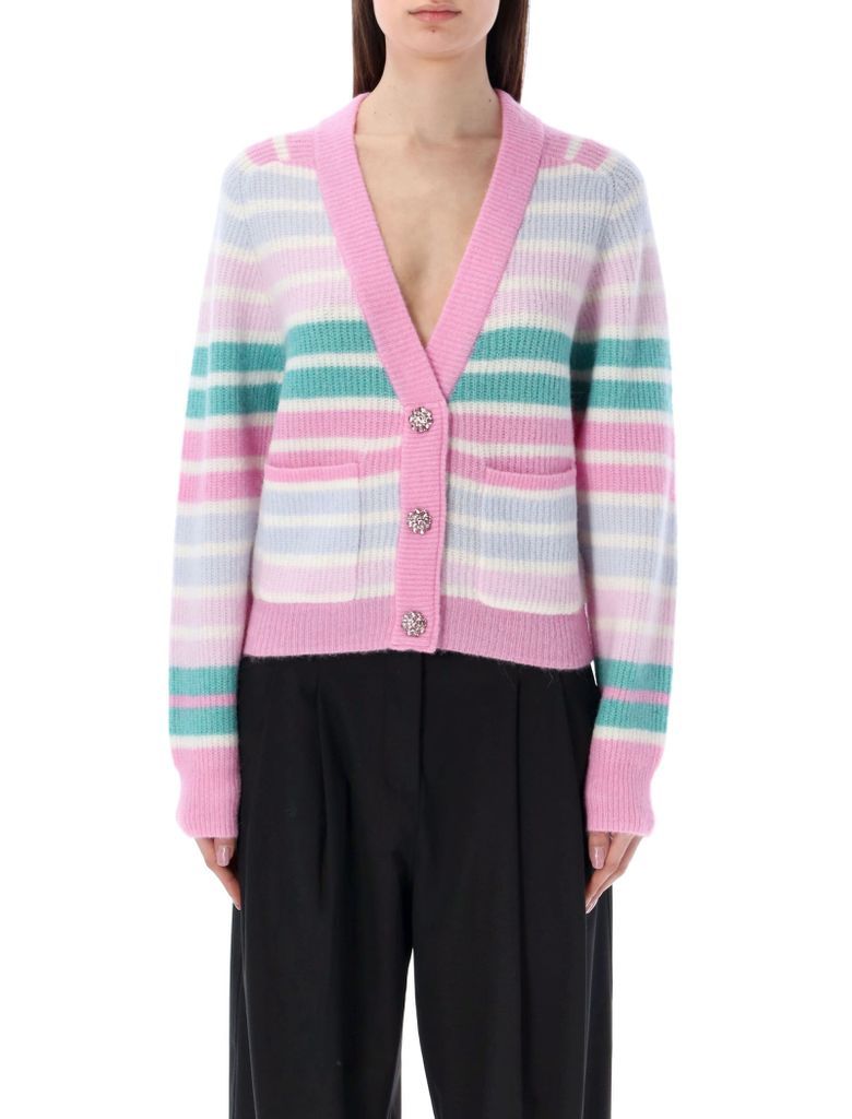 Striped Cardigan With Jewel Buttons