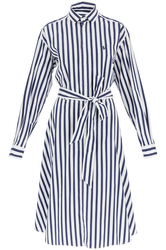 Striped Poplin Midi Shirt Dress