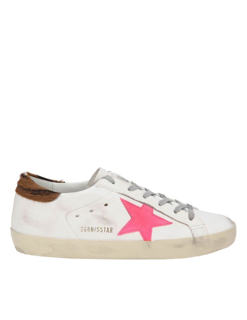 Super Star Sneakers In White And Fuchsia Leather
