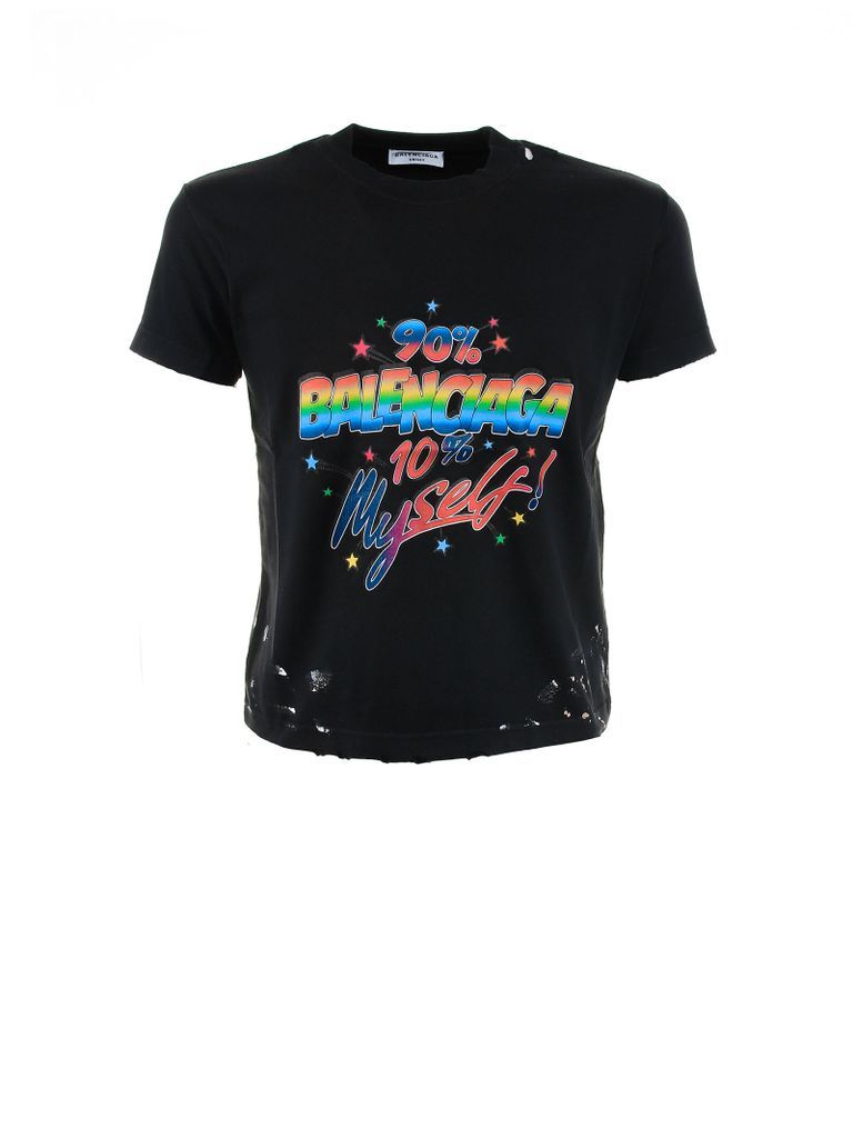 T-Shirt With Multicolored Logo