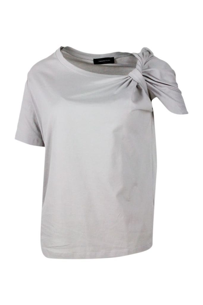 T-Shirt In Soft Stretch Jersey Cotton With Round Neck And Short Sleeves