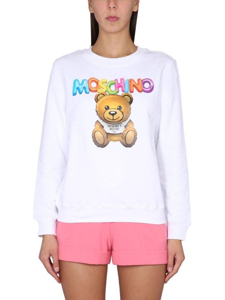 Teddy Bear Motif Crewneck Sweatshirt