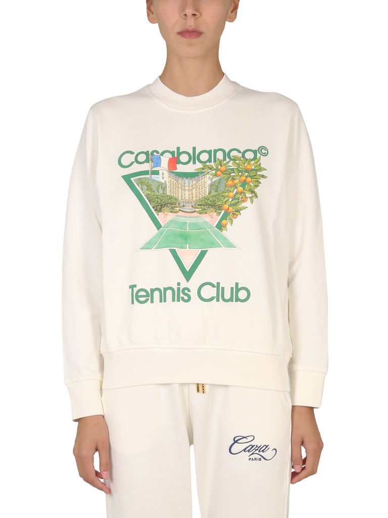 Tennis Club Print Crewneck Sweatshirt