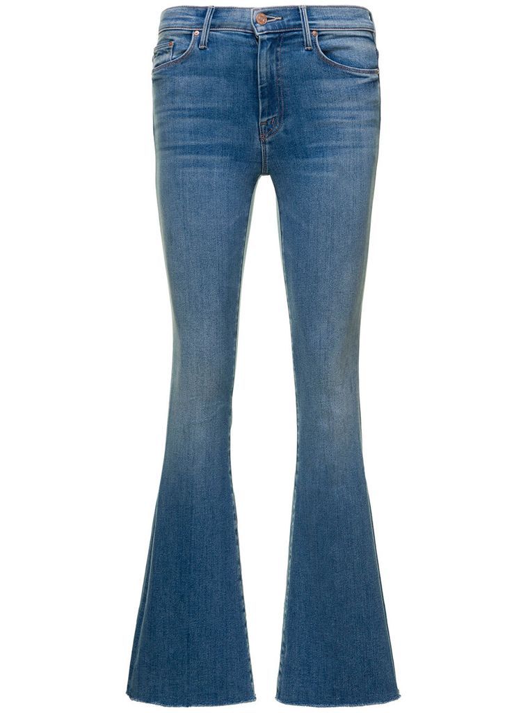The Weekender Fray Light Blue Flared Jeans In Denim Woman Mother