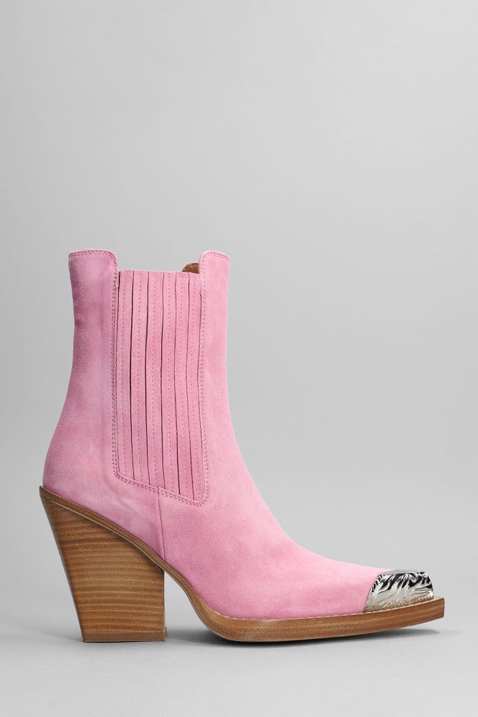 Texan Ankle Boots In Rose-Pink Suede