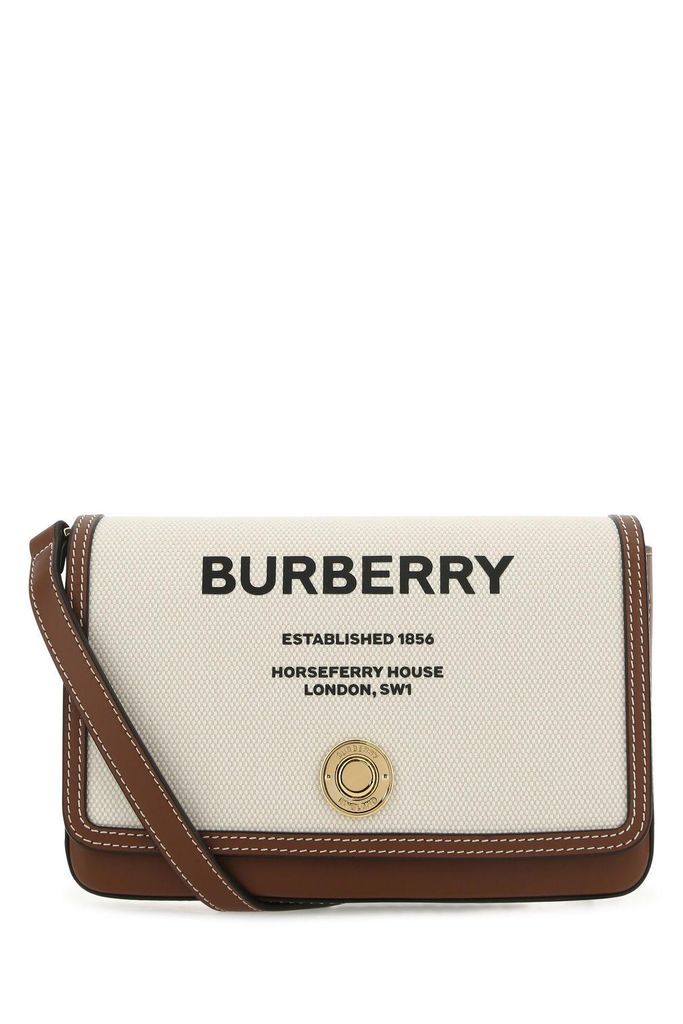 Two-Tone Canvas And Leather Note Crossbody Bag