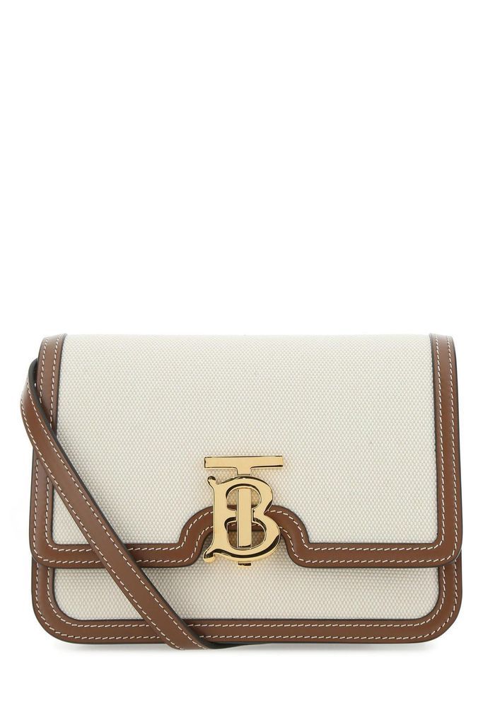 Two-Tone Canvas And Leather Tb Crossbody Bag