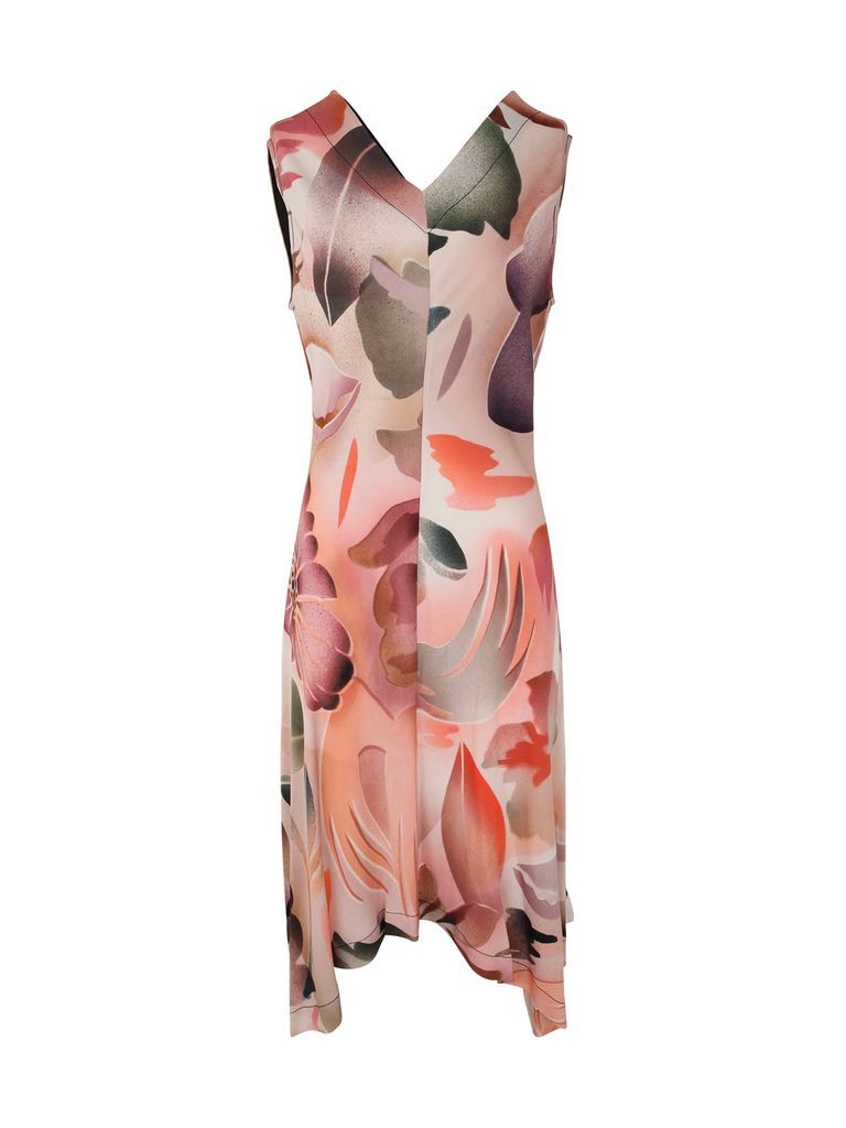 V-Neck Dress With Leaf Print