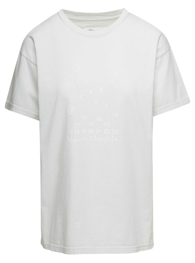 White T-Shirt With Printed Logo On The Front In Cotton Woman