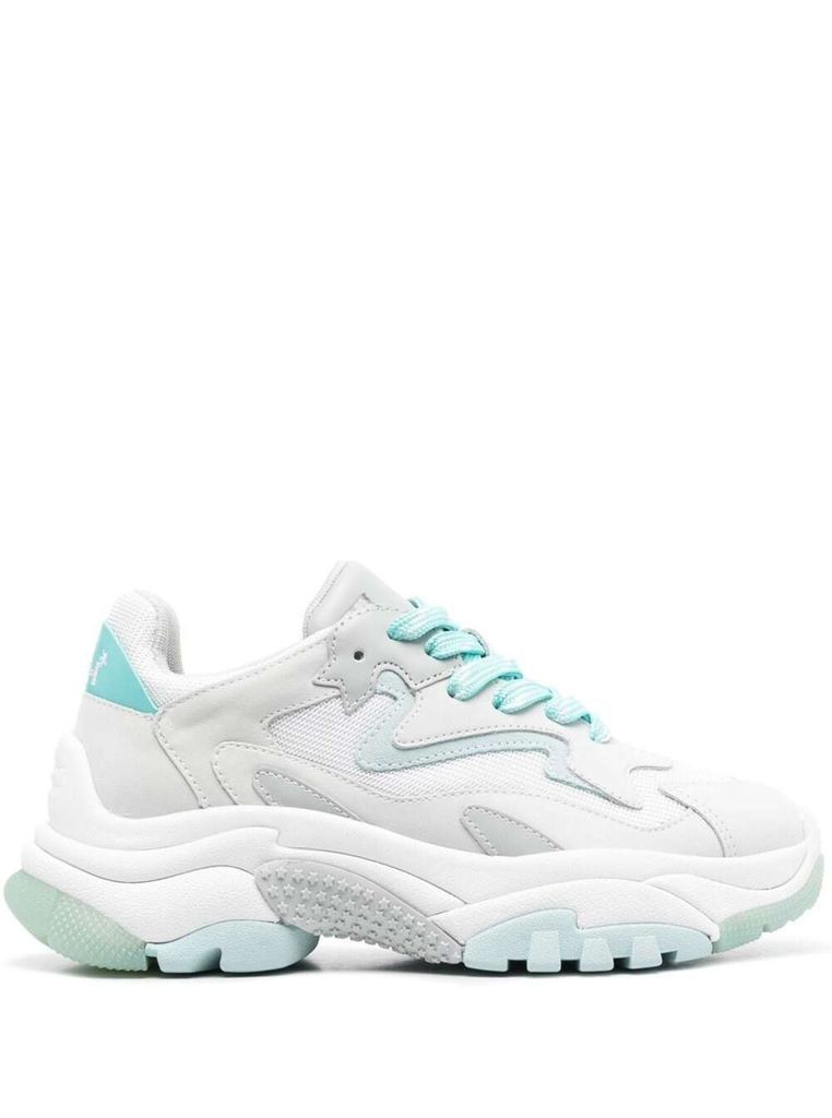 White And Light-Blue Sneakers With Logo And Inserts In Cow Leather Woman