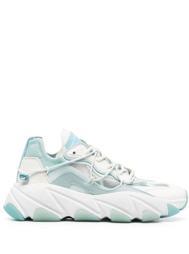 White And Light Blue Extra Bis Sneakers In Calf Leather Woman