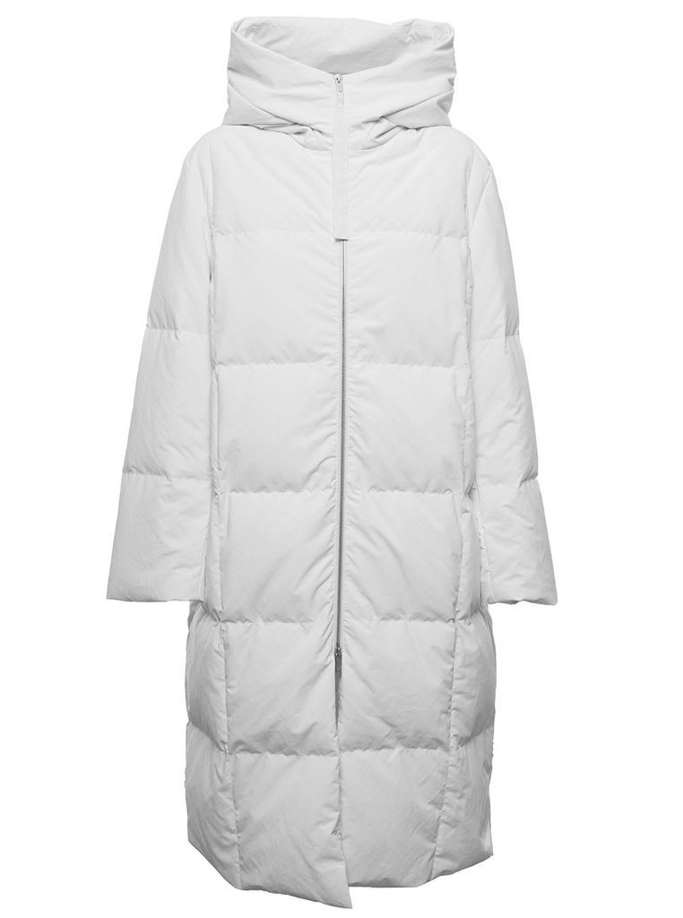 White Oversize Hooded Down Jacket Woman Jil Sander