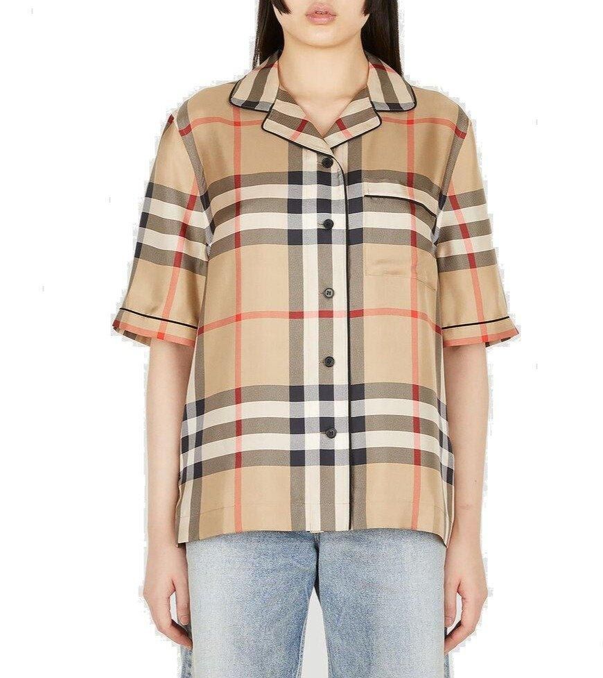 Vintage Check Buttoned Short-Sleeved Shirt