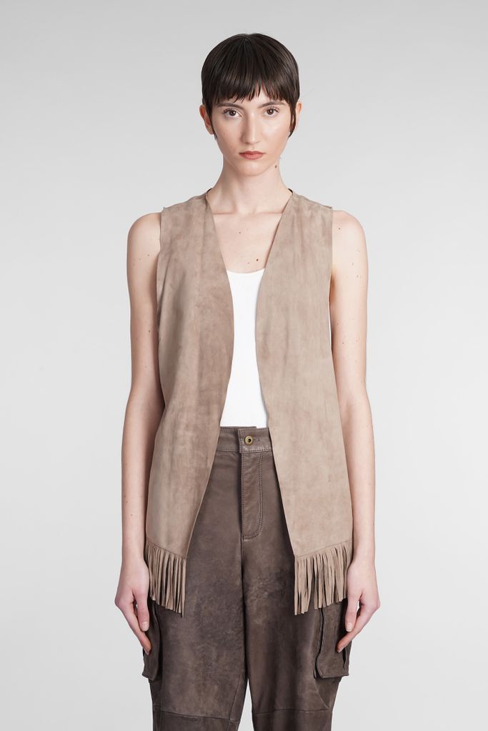 Vest In Beige Leather