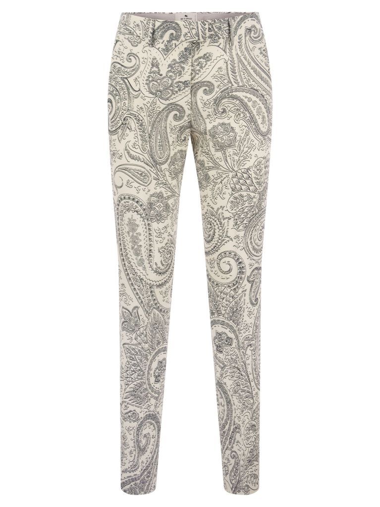 Viscose And Wool Trousers With Paisley Print
