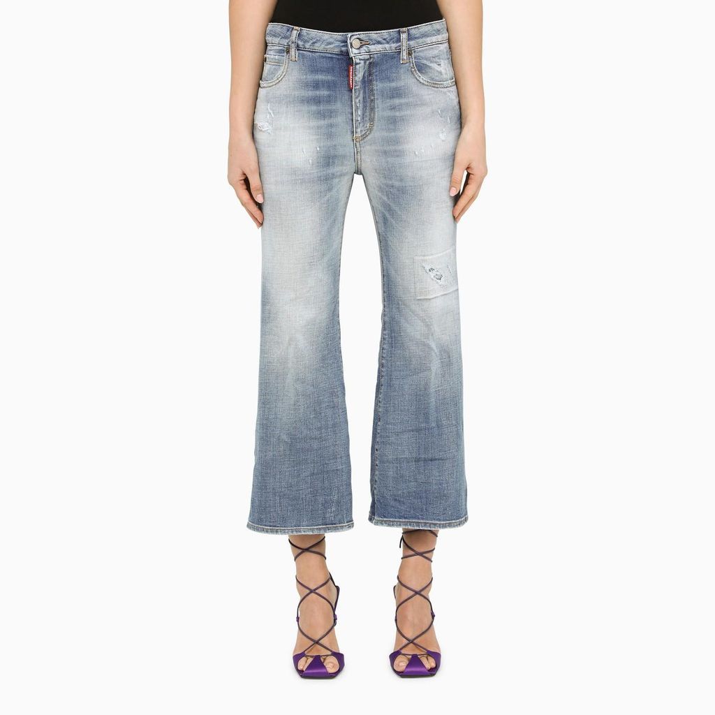 Washed Blue Cropped Jeans