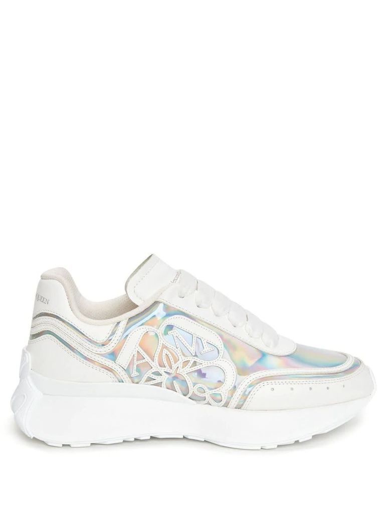 White And Silver Sprint Runner Sneakers