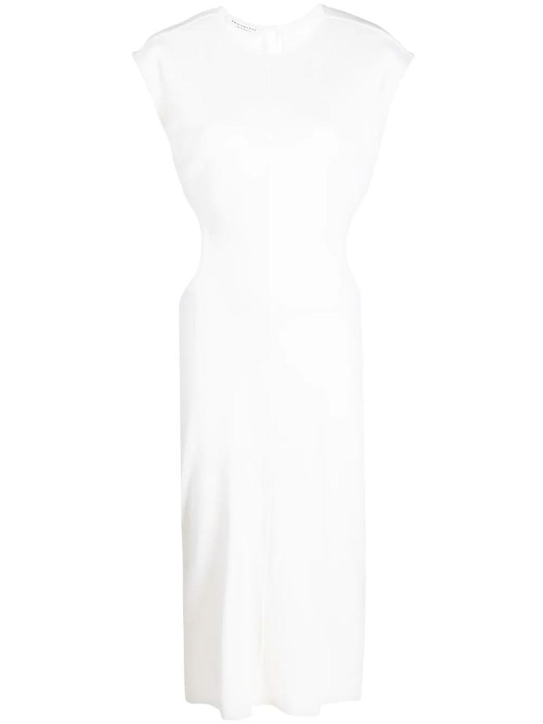 White Cotton Blend Midi Dress